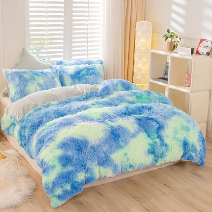 Cozy Tie-Dye Plush Duvet Cover Set - Soft & Stylish