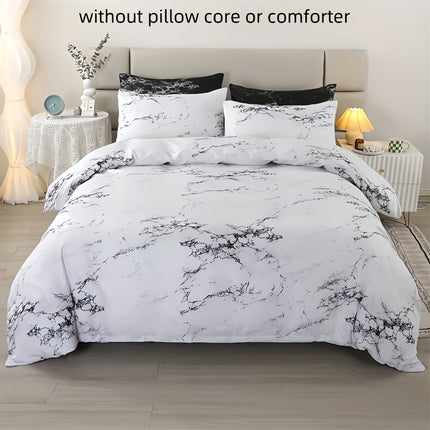 3pcs Polyester Printed Marble Pattern Quilt Cover Three-piece Set