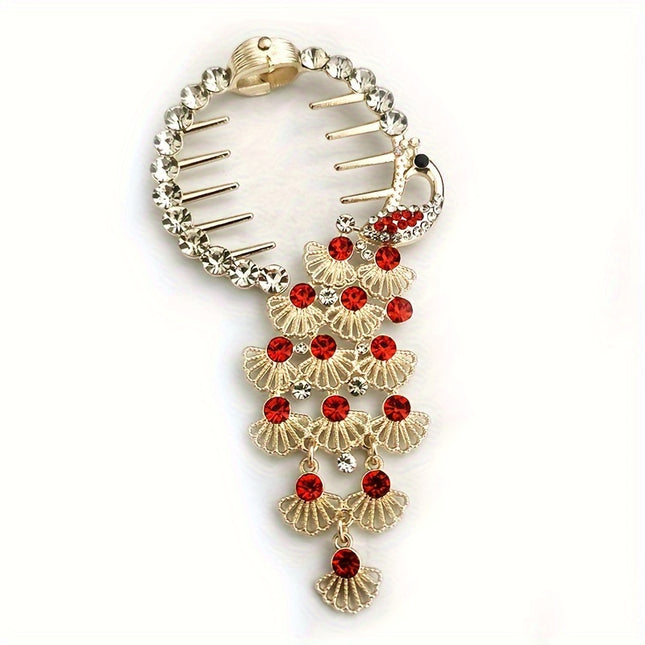 Elegant Peacock Rhinestone Bun Buckle
