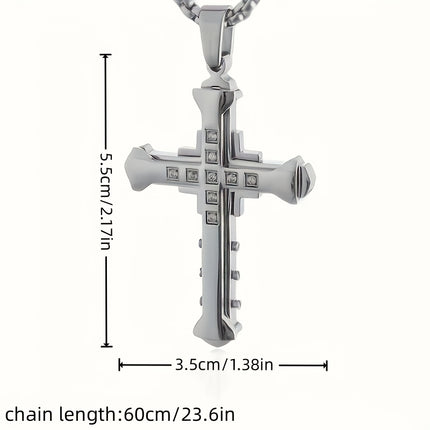 Men's Rhinestone Cross Necklace
