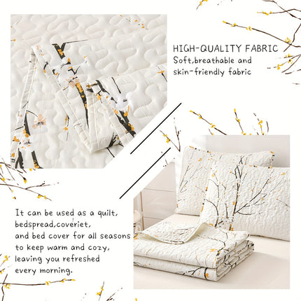 Elegant Plum Blossom Quilt Set – Soft & Breathable Comfort