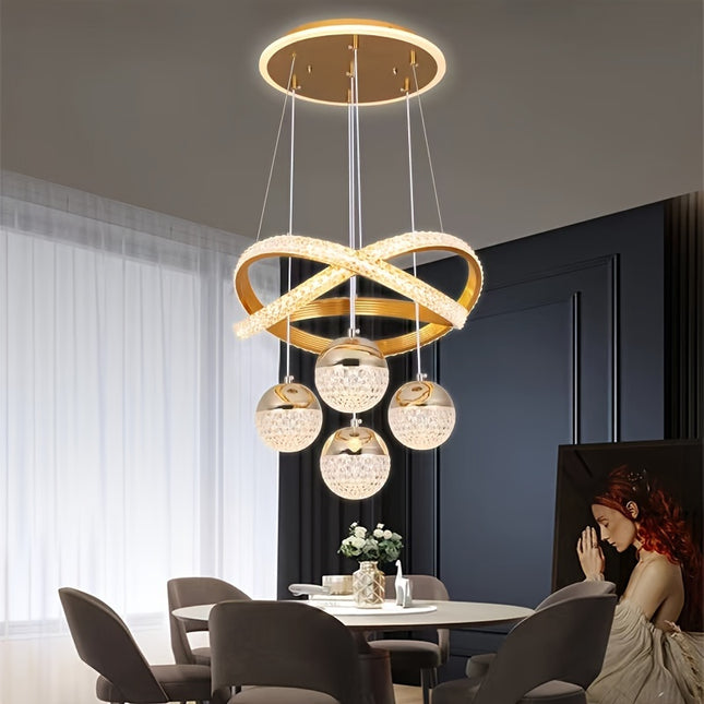 Modern LED Ceiling Light – 4 Acrylic Ball Pendants, Dimmable