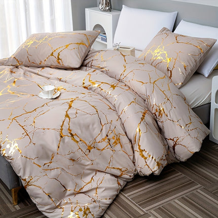 Soft Bronzing Duvet Cover Set - 3pcs, Elegant Comfort