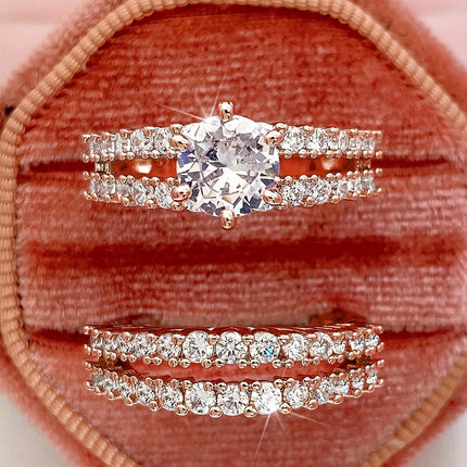 2pcs Bridal Wedding Rings Set