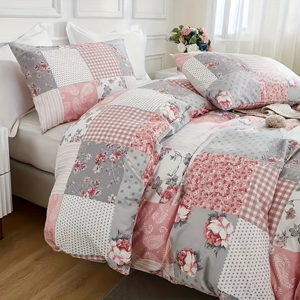 Floral Patchwork Duvet Cover Set - Soft & Cozy Bedding