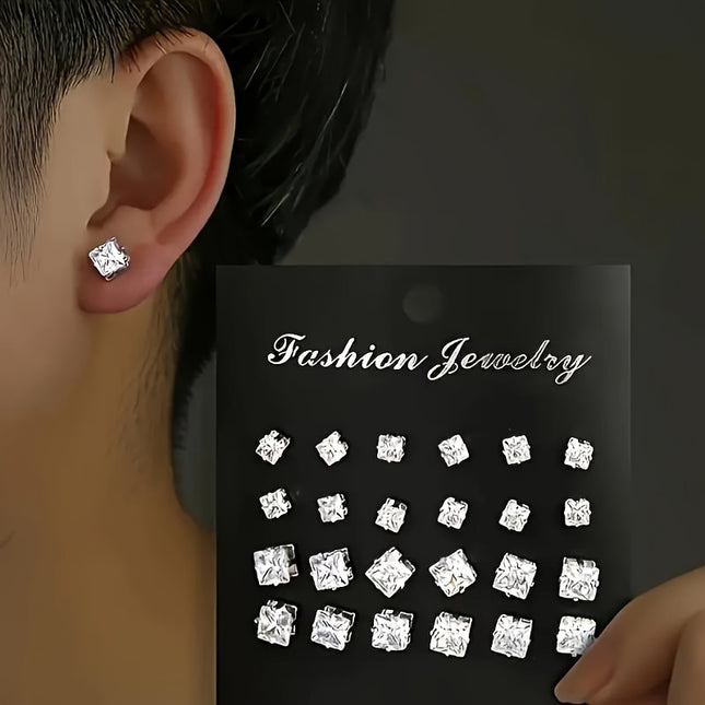 Elegant Square Zirconia Stud Earrings