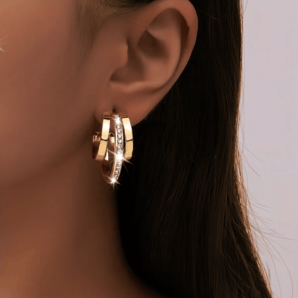 Sparkling Triple-Layer Hoop Earrings