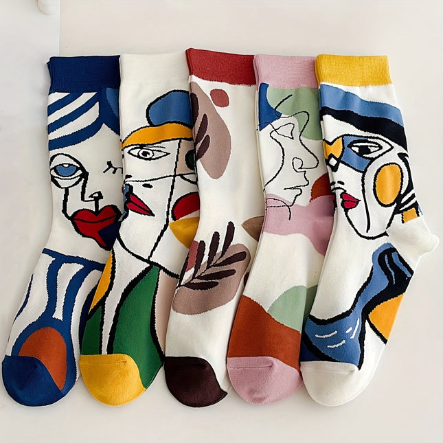 5 Pairs Oil Painting Mid-Tube Socks