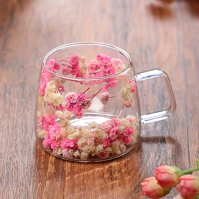Chic Floral Double-Walled Glass Mug – Ideal for Hot & Cold