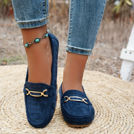 Women's Retro Metal Button Loafers