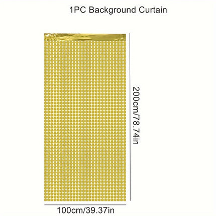 1pc, Birthday Party Decoration Golden Square Rain Curtain