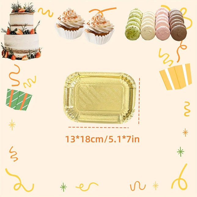 Elegant 10pcs Golden Foil Cake & Dessert Trays Set