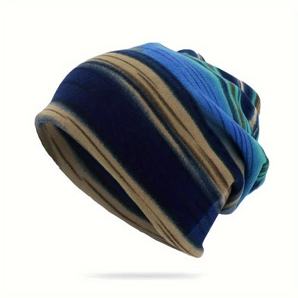 Stripe Print Pullover Winter Beanie