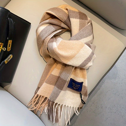 Cozy British Plaid Wool Scarf