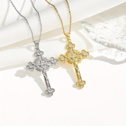 Micro-Set Zirconia Cross Necklace