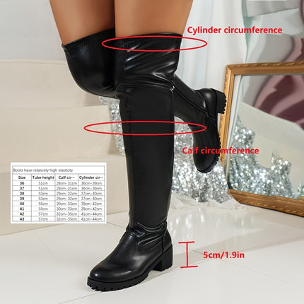 Stylish Over-the-Knee Block Boots