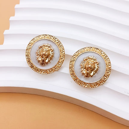 Vintage Geometric Lion Head Studs