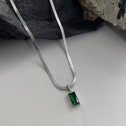 Green Zirconia Snake Bone Necklace Set
