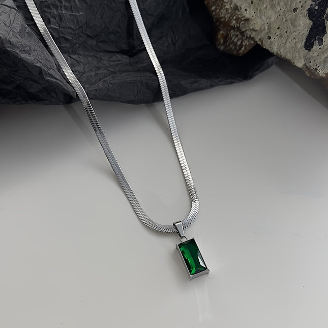 Green Zirconia Snake Bone Necklace Set