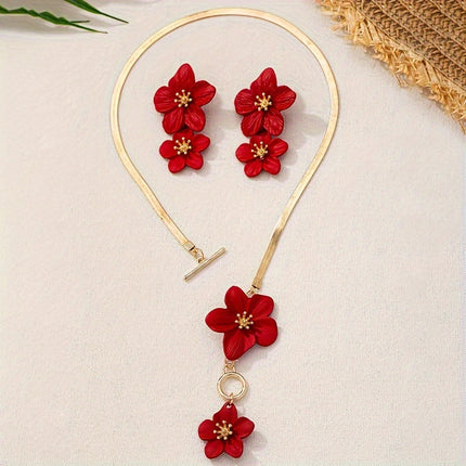 Elegant Flower Pendant Jewelry Set