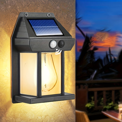 Solar-Powered LED Wall Sconce with Motion Sensor - Outdoor Lighting