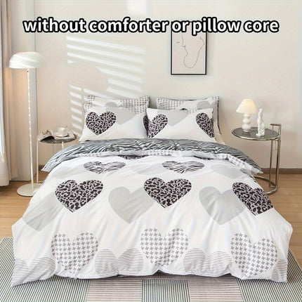 Leopard Print Heart Comforter Set - Cozy & Stylish Bedding