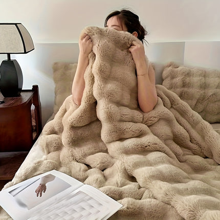 Cozy Bubble Rabbit Plush Blanket - All-Season Comfort