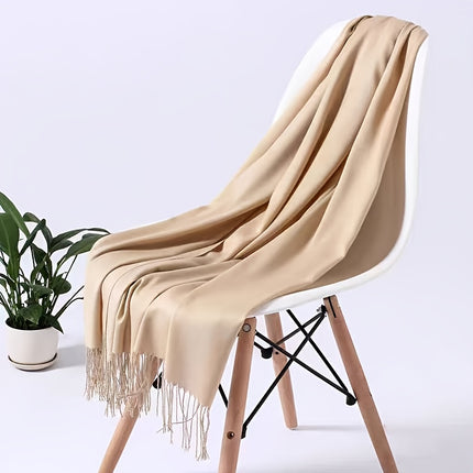 Elegant Plain Color Tassel Scarf