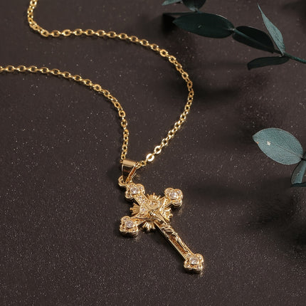 Micro-Set Zirconia Cross Necklace