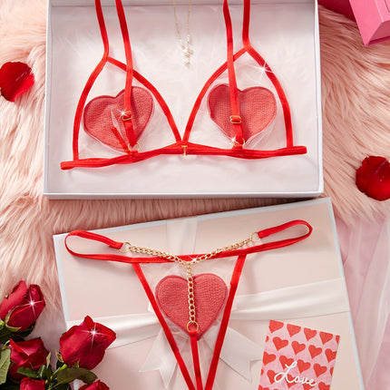Christmas Red Love Lingerie Set