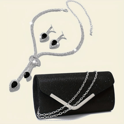 Elegant Ruched Clutch & Jewelry Set