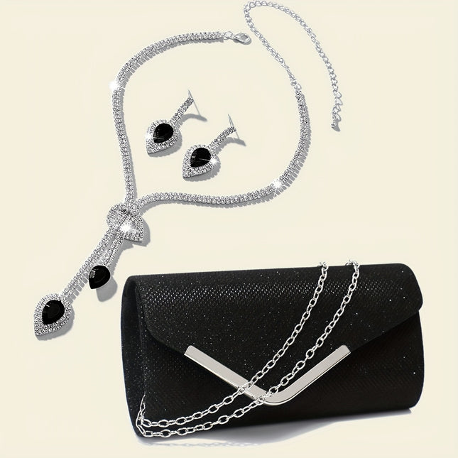 Elegant Ruched Clutch & Jewelry Set