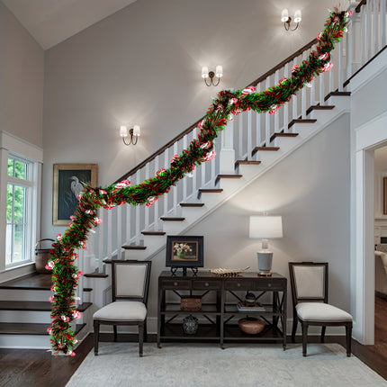 Festive Red & Green Tinsel Garland - Monti Bargains