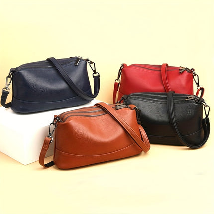 Elegant Red Leather Crossbody Bag