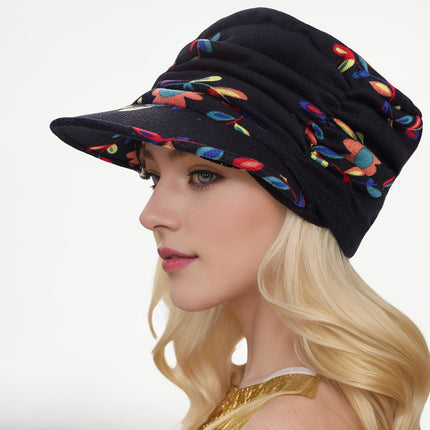 Vintage Flower Print Newsboy Hat