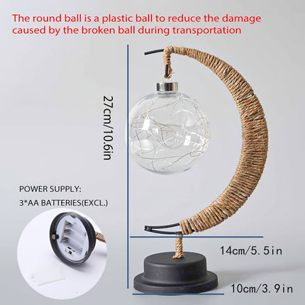 LED Ball Moon Lamp - Wrought Iron Decorative Desk Lamp