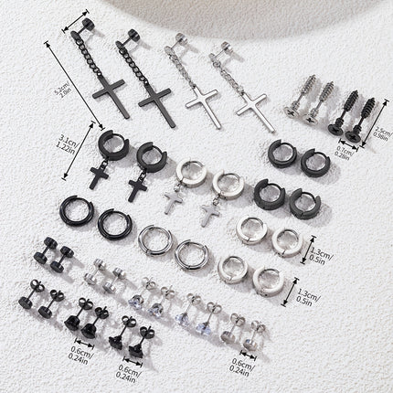 20 Pairs Stainless Steel Ear Studs