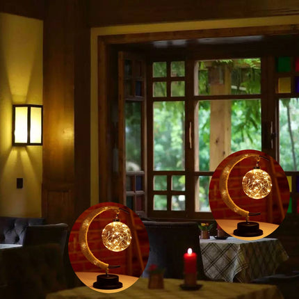 LED Ball Moon Lamp - Wrought Iron Decorative Desk Lamp