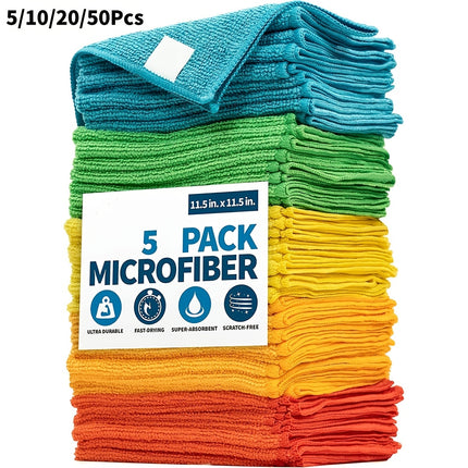 5/10pcs Microfiber Cleaning Cloths - Lint-Free & Reusable