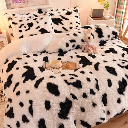 Luxurious Leopard Print Faux Fur Bedding Set