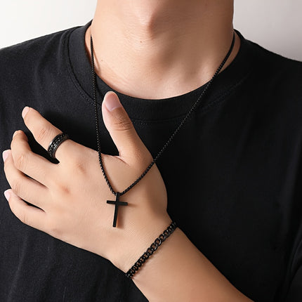 Men's Dark Cross Jewelry Set
