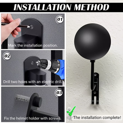 Rotatable Aluminum Motorcycle Helmet Rack – Wall-Mounted Holder