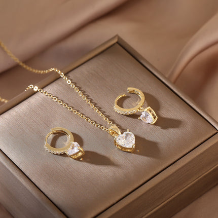 Luxurious Sparkling Heart Jewelry Set