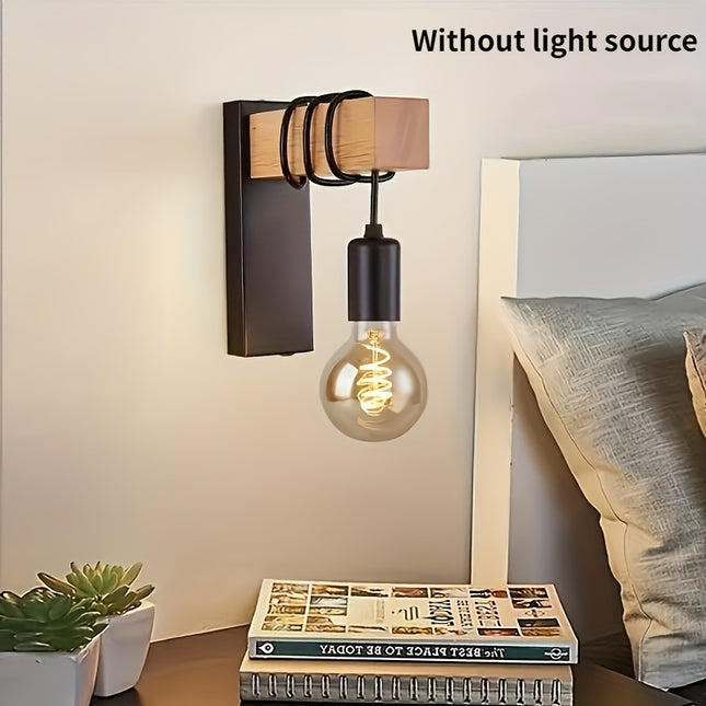 Chic Retro Wooden Wall Lamp - Stylish Lighting for Any Room