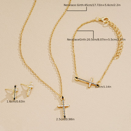 Vintage Rhinestone Cross Jewelry Set