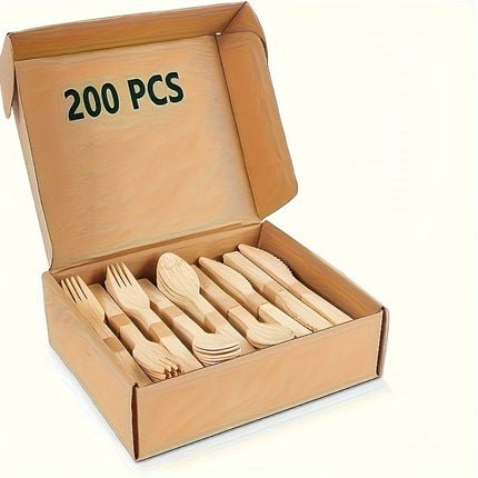 Eco-Friendly Wooden Cutlery Set – Perfect for Any Event!