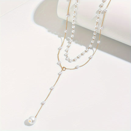 Vintage Double-Layer Pearl Tassel Necklace - Monti Bargains