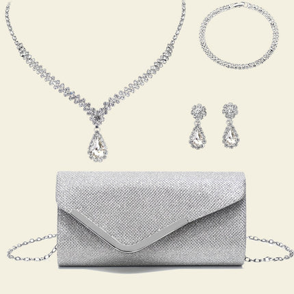 Elegant Ruched Clutch & Jewelry Set