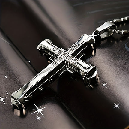 Men's Rhinestone Cross Necklace
