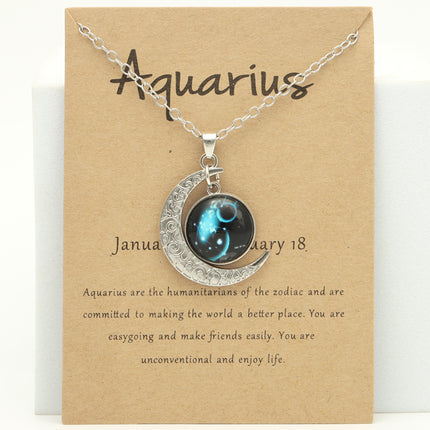 Luminous Zodiac Cross Pendant Necklace